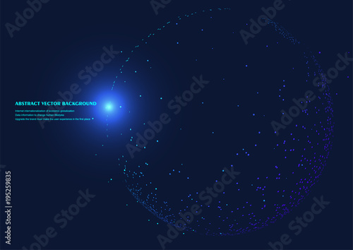 Scattered points composed of spheres, meaning technology, the Internet, internationalization, globalization; 