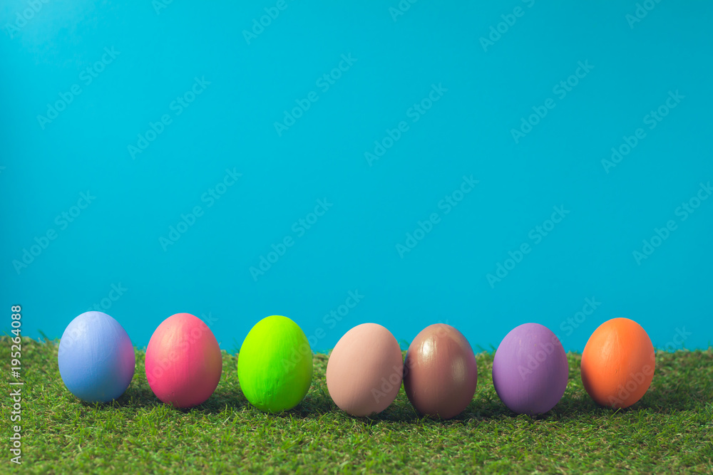 Easter eggs on the green grass. Easter eggs on the green grass.