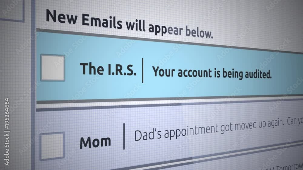 Generic Email New Inbox Message - IRS auditing a bank account Generic Email New Inbox Message - IRS auditing a bank account