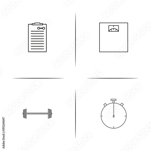 Sport Fitness And Recreation simple linear icon set.Simple outline icons