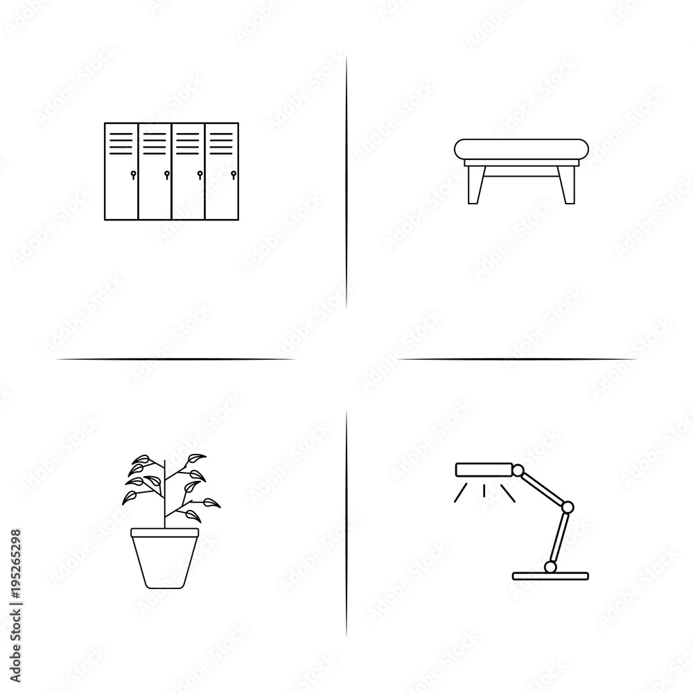 Furniture simple linear icon set.Simple outline icons Furniture simple linear icon set.Simple outline icons