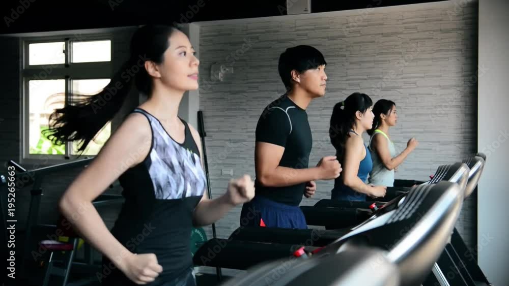 workout teams running on the treadmill workout teams running on the treadmill