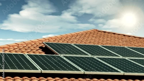 Solar panels on a household roof
