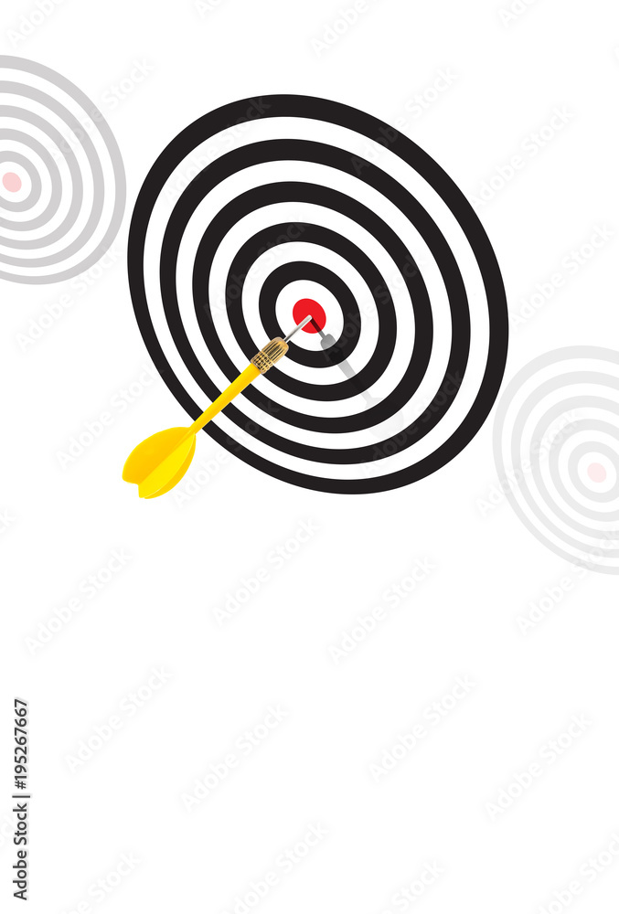 Yellow dart hit on the large target, Hit Right on the Best Target Concept, , Aim High Win High Concept Yellow dart hit on the large target, Hit Right on the Best Target Concept, , Aim High Win High Concept