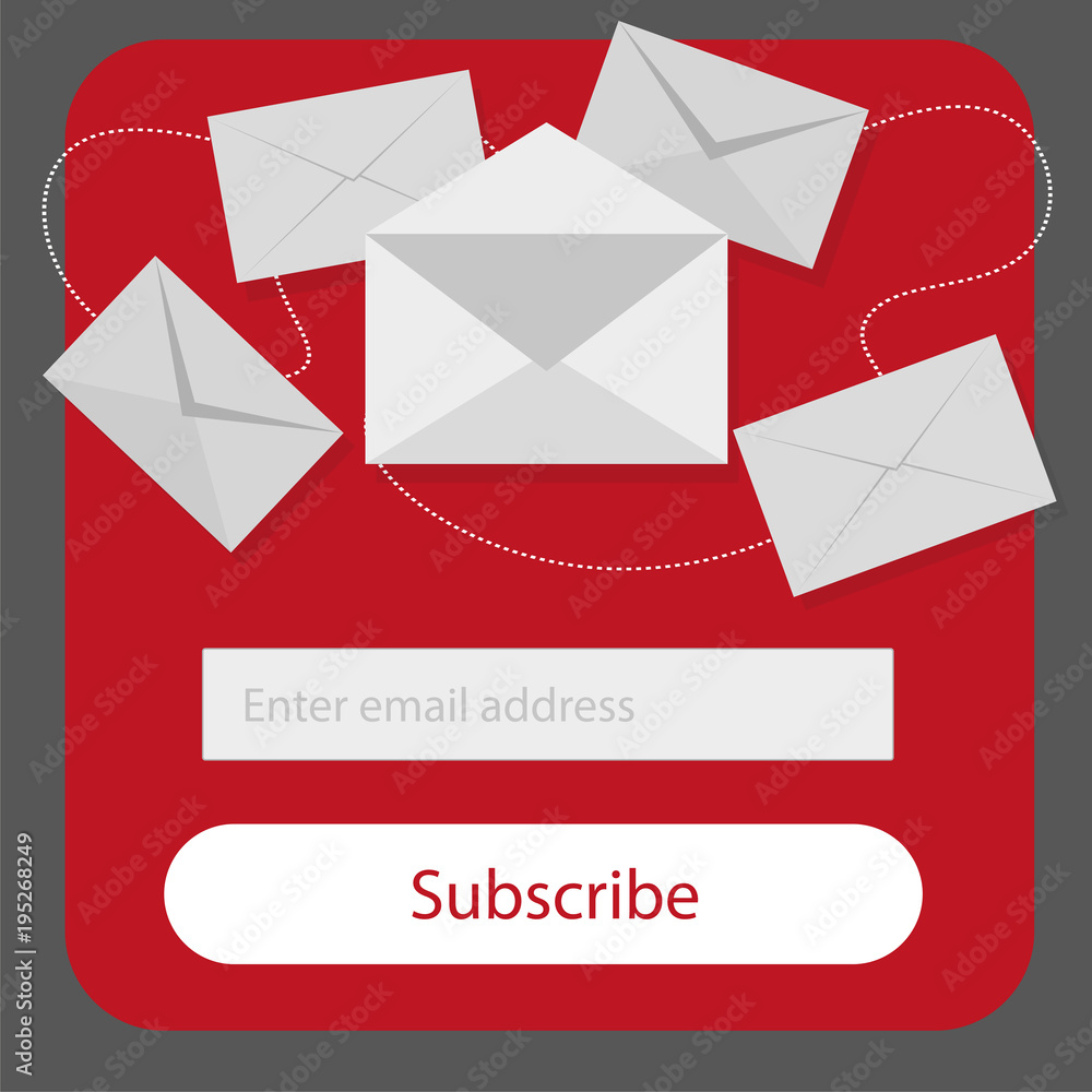 Light Subscribe to newsletter form in red,grey and whitte colors - Email vector Light Subscribe to newsletter form in red,grey and whitte colors - Email vector