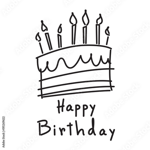 doodle cake and happy birthday, vector