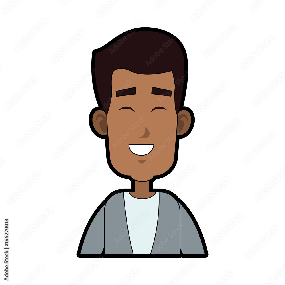 Young man smiling cartoon vector illustration graphic design