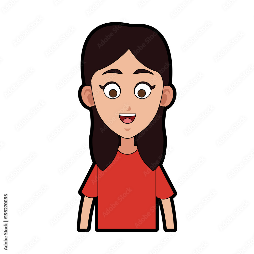 Young woman smiling cartoon vector illustration graphic design