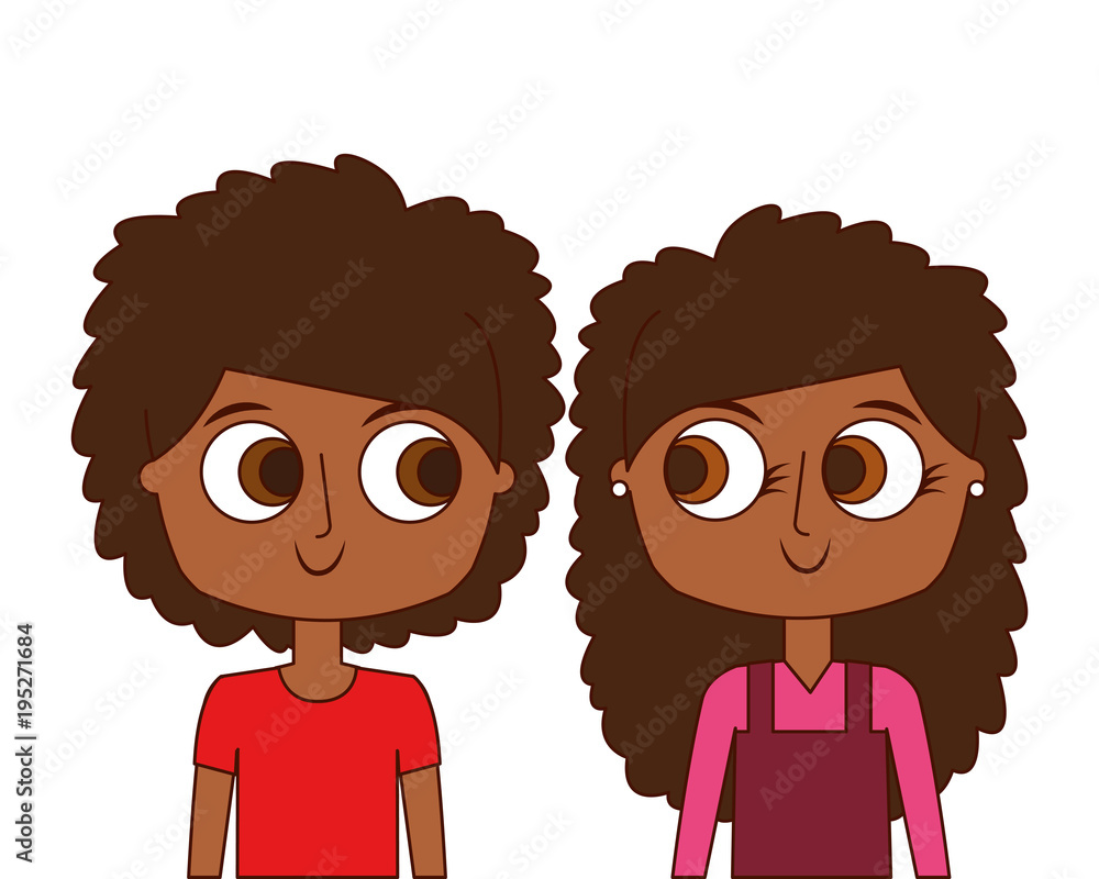 portrait boy and girl brother and sister happy children cartoon Stock  Vector | Adobe Stock