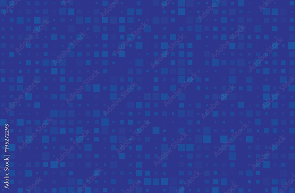Abstract geometric pattern with small squares different size, scale. Blue color Vector illustration