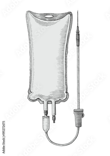 Intravenous infusion hand drawing vintage illustration