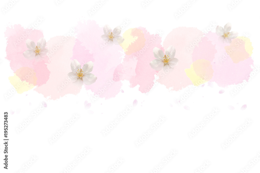 桜と水彩画パターン
