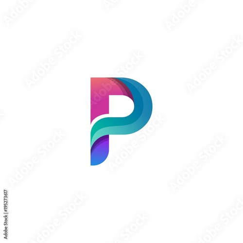 Abstract colorful  letter P  logo icon.  for corporate identity design isolated on dark background.