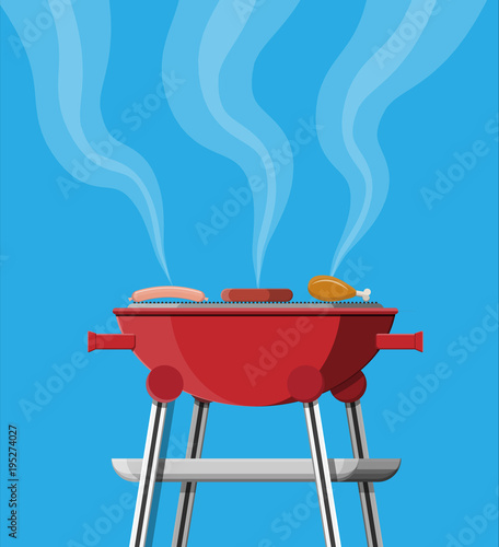 Round barbecue grill. Bbq icon. Electric grill.