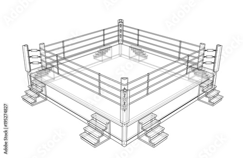 Boxing ring isolated on white background