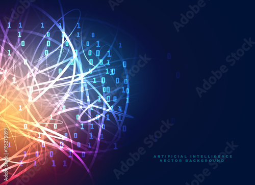 digital technology design with abstract letwork lines and binary code