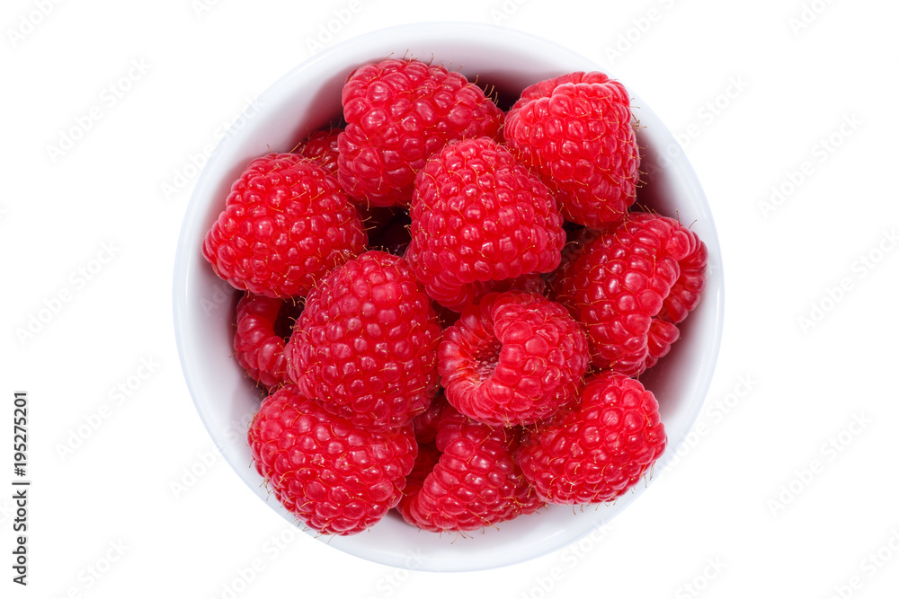 Himbeeren Beeren von oben isoliert freigestellt Freisteller Himbeeren Beeren von oben isoliert freigestellt Freisteller