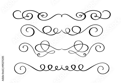 Set hand drawn flourish Calligraphy elements. Vector illustration on a white background