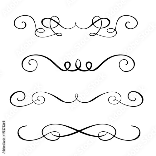 Set hand drawn flourish Calligraphy elements. Vector illustration on a white background photo