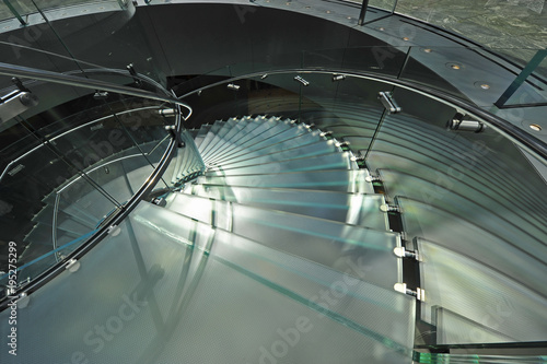 Modern glass stair outline walking man in Shanghai, China