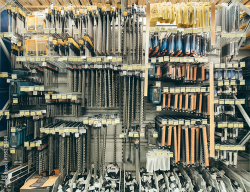 Many drill tool in DIY store