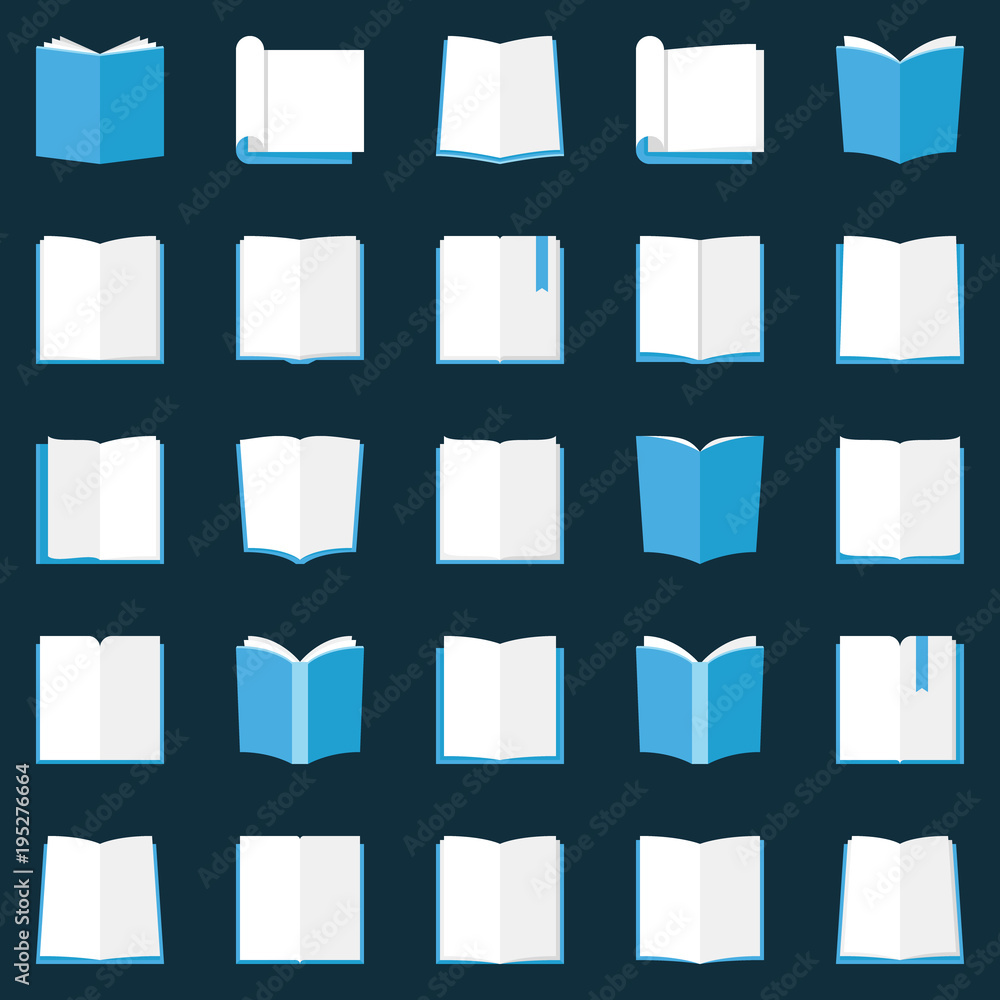 Book icons set - vector flat open books education symbols Book icons set - vector flat open books education symbols