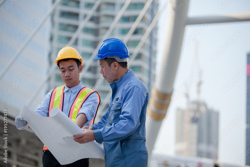 Engineer meeting,discussion with construction blueprint on site work,Business man meeting Engineer meeting,discussion with construction blueprint on site work,Business man meeting