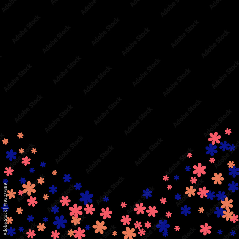 Pretty Floral Pattern with Simple Small Flowers for Greeting Card or Poster. Naive Daisy Flowers in Primitive Style. Vector Background for Spring or Summer Design.