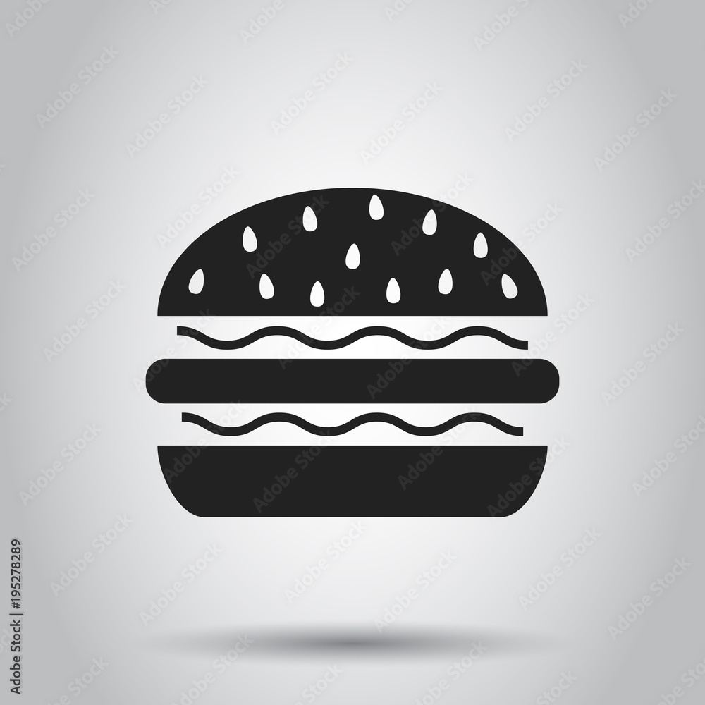 Burger fast food flat vector icon. Hamburger symbol logo illustration. Business concept simple flat pictogram on isolated background. Burger fast food flat vector icon. Hamburger symbol logo illustration. Business concept simple flat pictogram on isolated background.