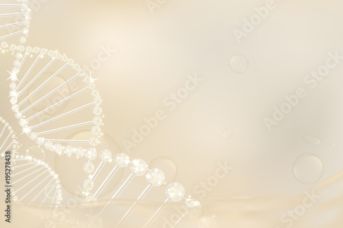 DNA, white background with space for text for cosmetic or healthcare products, vector illustration.