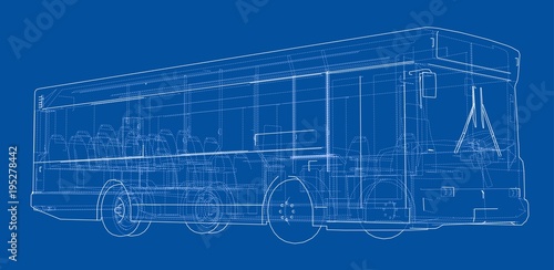 Concept city bus. Vector rendering of 3d