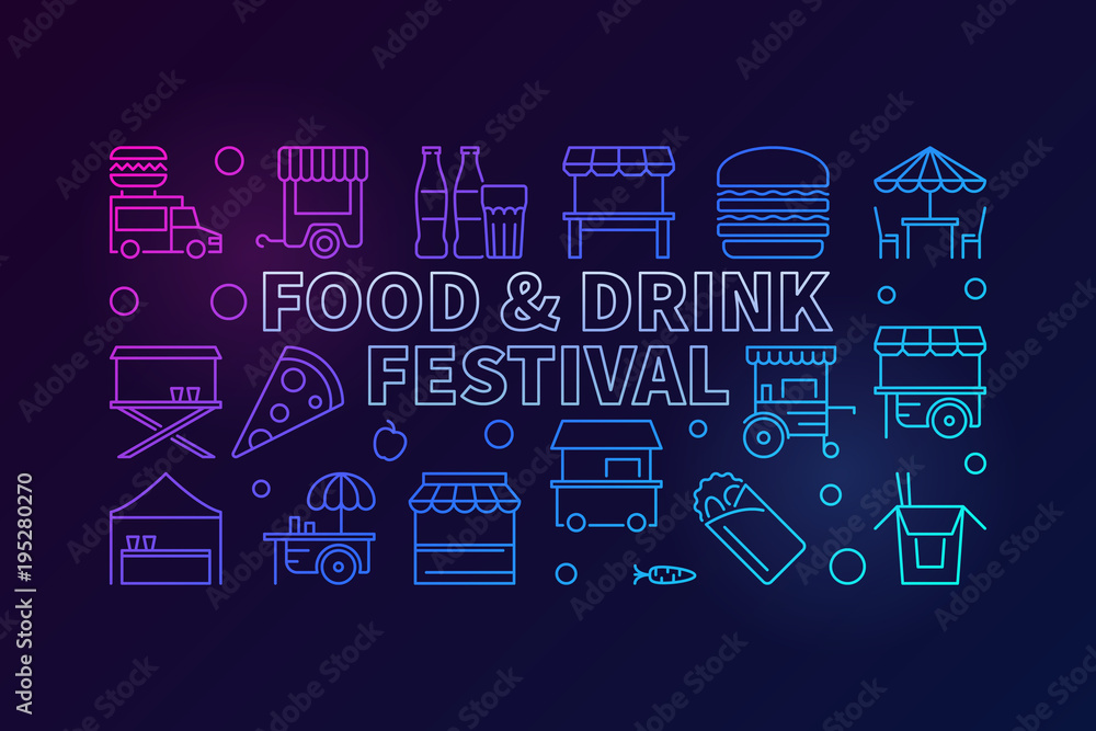 Food and drink festival colored banner - vector illustration 