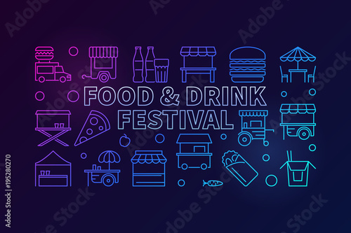 Food and drink festival colored banner - vector illustration 