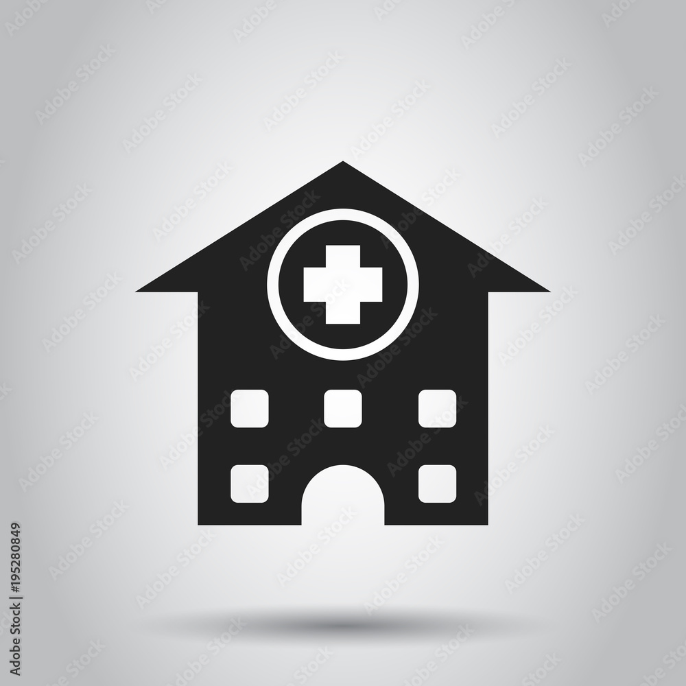 Obraz premium Hospital building vector icon. Infirmary medical clinic sign illustration. Business concept simple flat pictogram on isolated background.