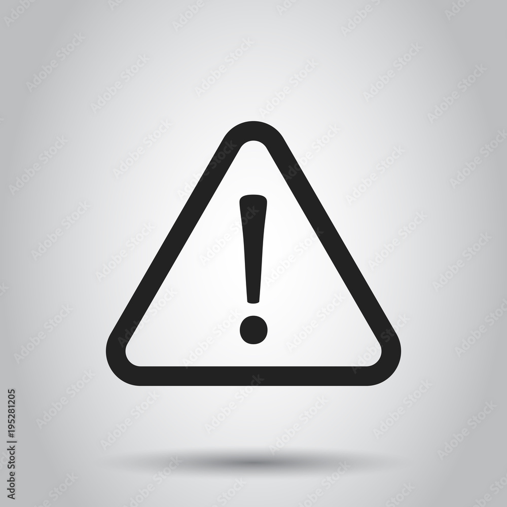 Danger sign vector icon. Attention caution illustration. Business concept simple flat pictogram. Danger sign vector icon. Attention caution illustration. Business concept simple flat pictogram.