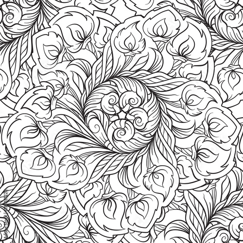 Wallpaper Mural Black and white abstract doodles seamless pattern. Torontodigital.ca