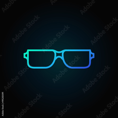 Reading glasses blue icon - vector eyeglasses symbol