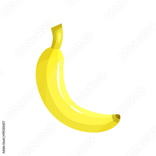 Cartoon bright yellow banana. Organic and healthy product. Fresh and healthy food. Tropical fruit icon. Ingredient for moisturizing facial mask. Flat vector design