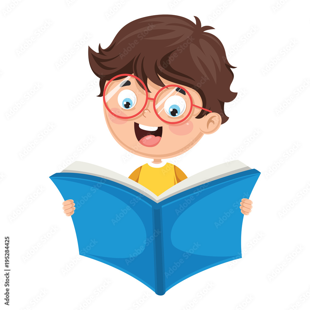 Vector Illustration Of A Kid Reading Vector Illustration Of A Kid Reading