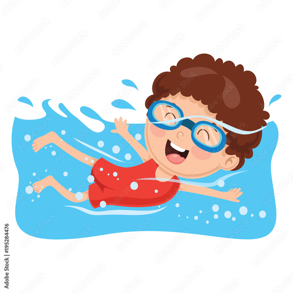 Vector Illustration Of A Kid Swimming