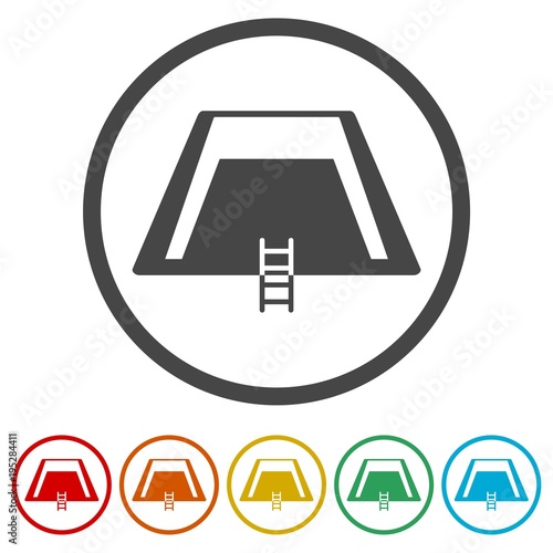 Pool vector icon, Swimming pool with ladder icon, 6 Colors Included