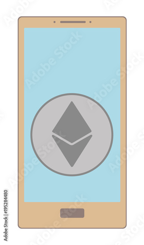 crypto coin ethereum on  a screen phone