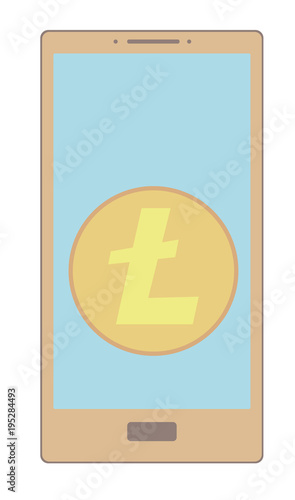 crypto coin litecoin on  a screen phone