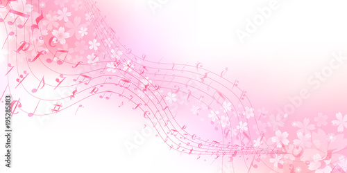  桜　春　音符　背景 