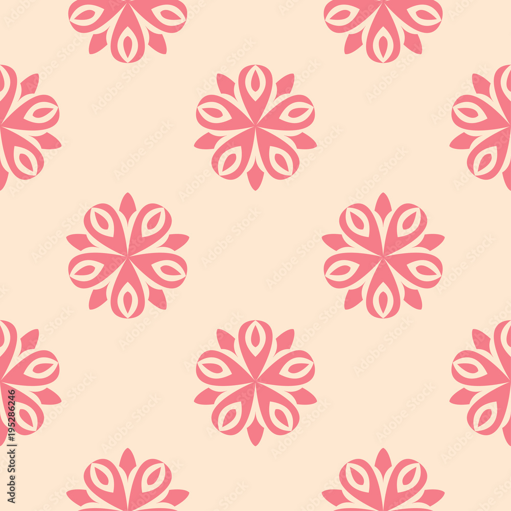 Red floral seamless pattern on beige background Red floral seamless pattern on beige background