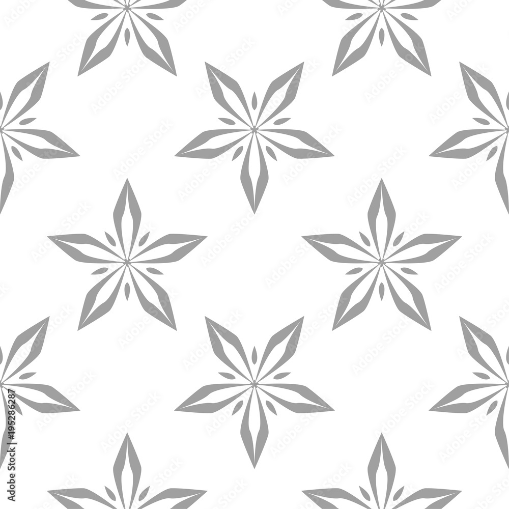 Fototapeta premium Gray floral seamless pattern on white background