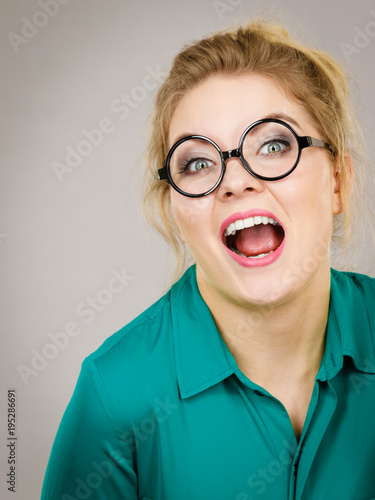 Business woman being positive shocked
