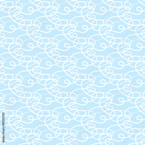 Abstract seamless pattern. Light blue and white background for textile and fabrics