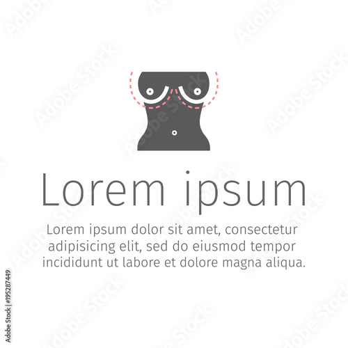 Plastic surgery of breast. Tits correction. Vector illustration for websites