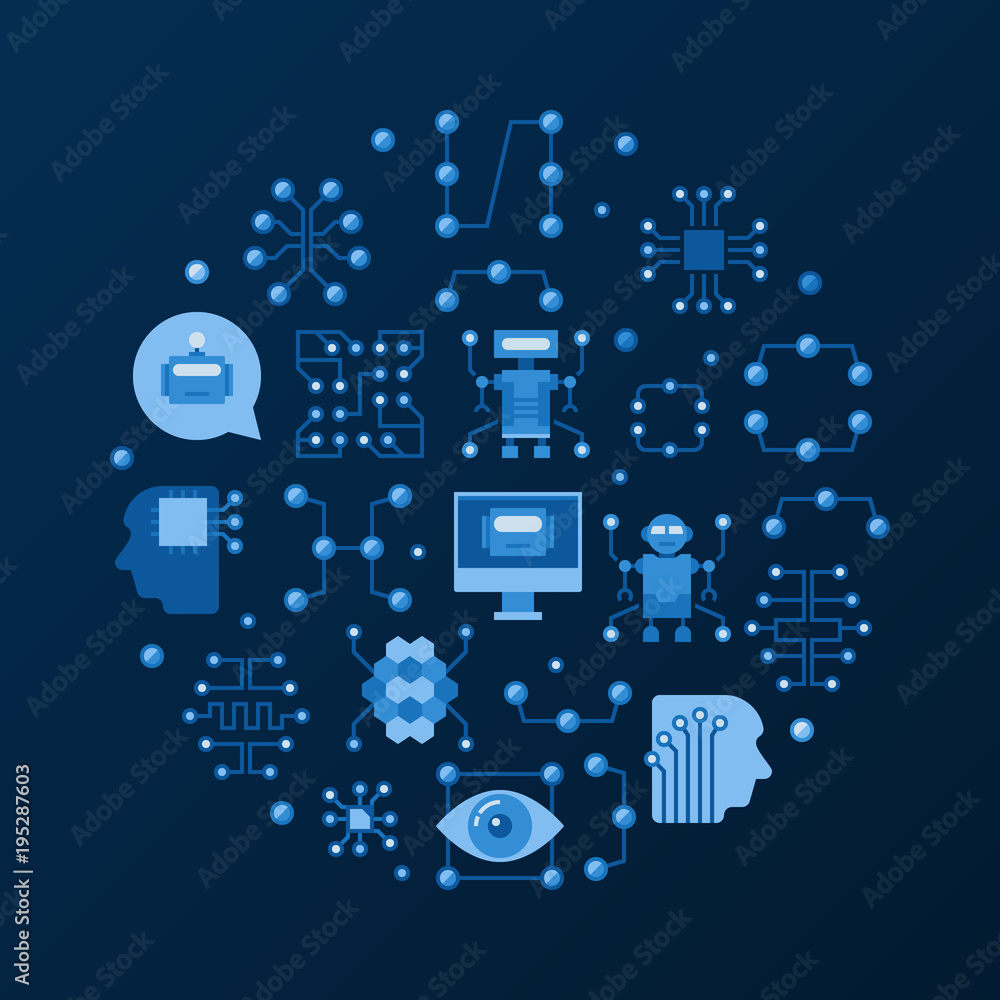 Artificial Intelligence round flat vector illustation Artificial Intelligence round flat vector illustation
